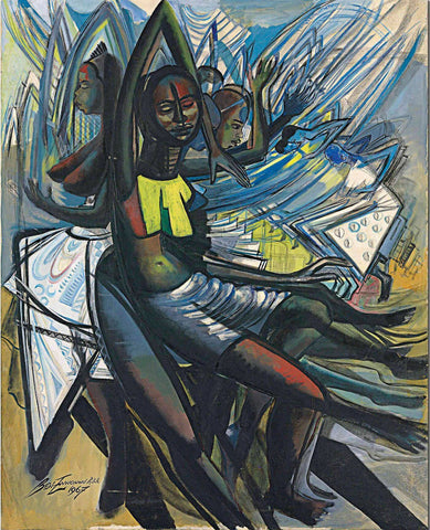 Dancers - Ben Enwonwu - African Painting Masterpiece - Framed Prints