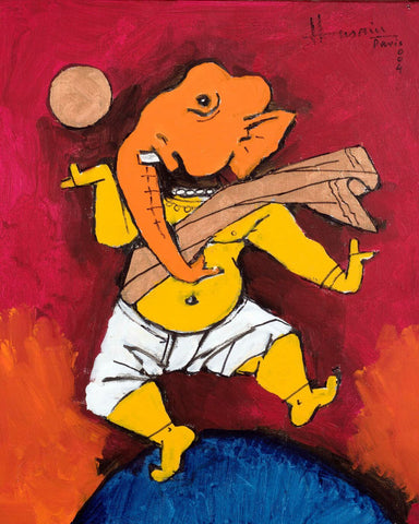 Dancing Ganesh - M F Husain - Canvas Prints