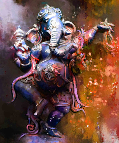 Dancing Lord Ganesha - Beautiful Indian Painting - Large Art Prints by Raghuraman