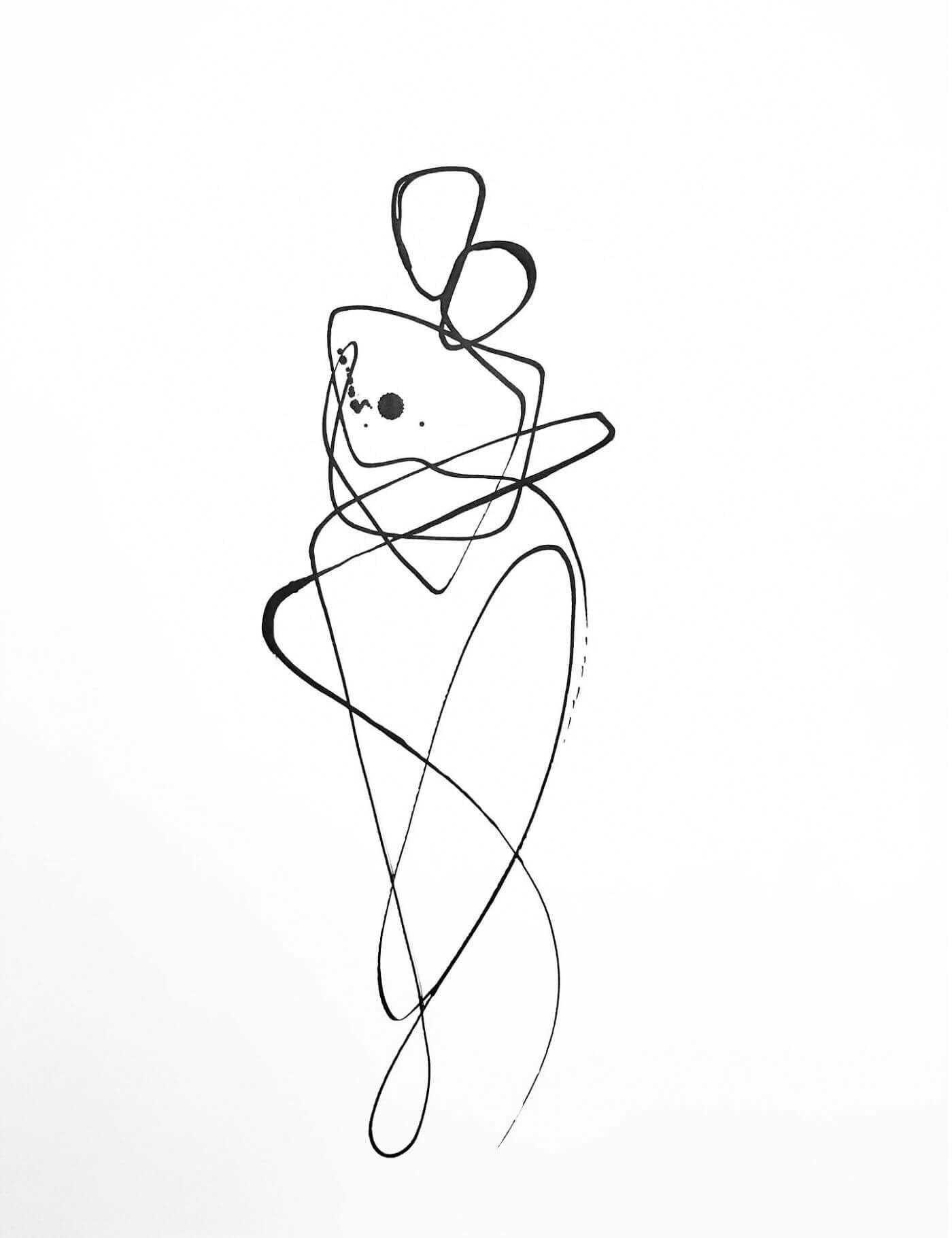 black and white line art framed