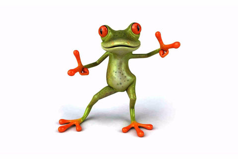 Dancing Green Frog - Posters by Eleena Noel