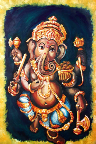 Dancing Ganesha Painting - Large Art Prints