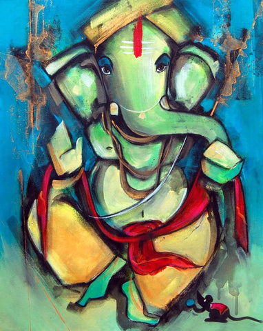 Dancing Ganesha Painting - Posters by Shoba Shetty
