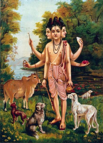 Dattatraya - Raja Ravi Varma - Chromolithograph - Posters by Raja Ravi Varma