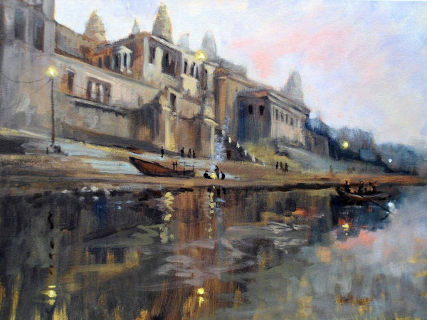 Dawn In Benaras (The Holy City of Varanasi) Painting - Life Size Posters