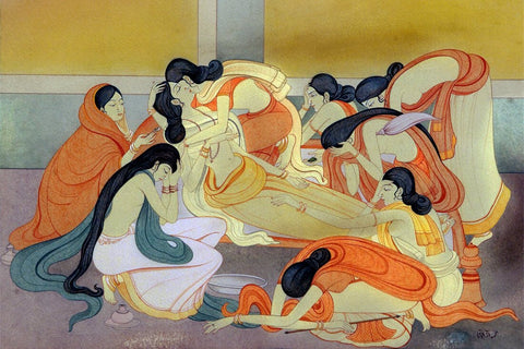 Death of Mirabai - Kshitindranath Majumdar - Bengal School Painting - Canvas Prints