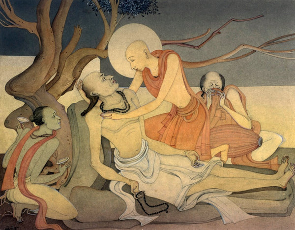 Death of Sadhu Haridas - Kshitindranath Mazumdar – Bengal School of Art  - Indian Painting - Canvas Prints