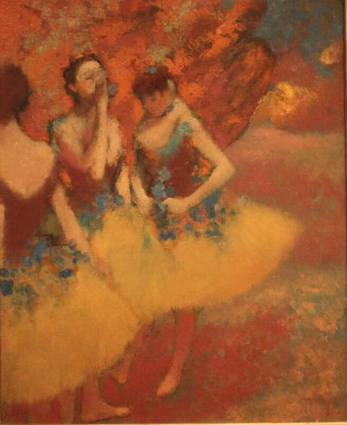 Three Dancers In Yellow Skirts - Large Art Prints by Edgar Degas