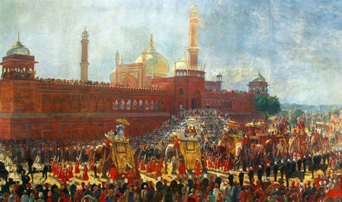 Delhi Durbar -1903 - State Entry into Delhi of Lord and Lady Curzon - R T Mackenzie - Indian Vintage Orientalist Painting - Canvas Prints
