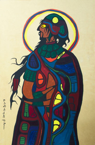 Demi-God Figure 1 - Norval Morrisseau - Contemporary Indigenous Art Painting - Life Size Posters