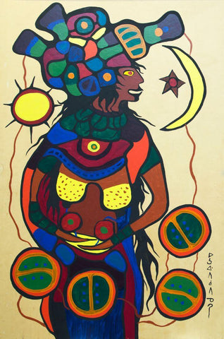 Demi-God Figure 2 - Norval Morrisseau - Contemporary Indigenous Art Painting - Posters by Norval Morrisseau