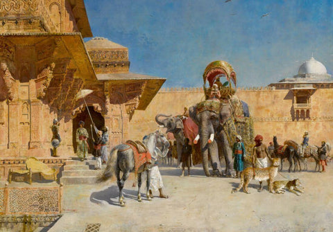 Departure For The Hunt - Edwin Lord Weeks - Orientalist Indian Art Painting by Edwin Lord Weeks