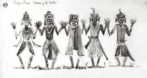 Design Sketches For Goopy Gayn Bagha Bayn - Satyajit Ray - Art Prints