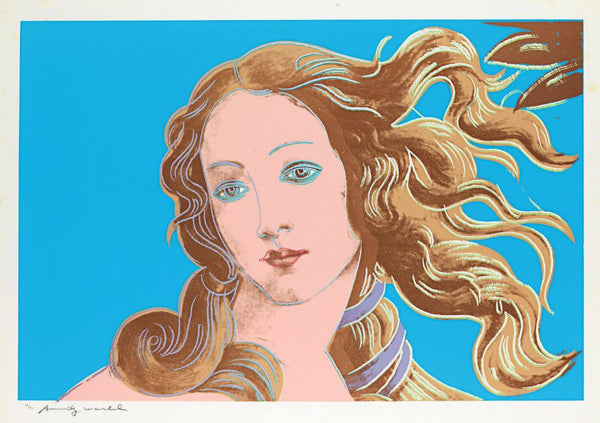 Details of Renaissance Paintings (Sandro Botticelli, Birth of Venus) - Blue - Andy Warhol - Pop Art Painting - Posters