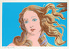 Details of Renaissance Paintings (Sandro Botticelli, Birth of Venus) - Blue - Andy Warhol - Pop Art Painting - Life Size Posters
