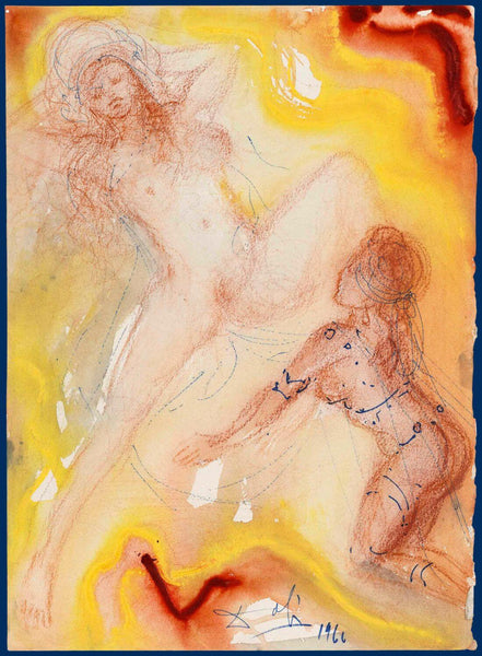 Two Women, One Legs Spread Out, The Other Kneeling (Dos mujeres, una pierna abierta, la otra arrodillada) - Salvador Dali Painting - Surrealism Art - Art Prints