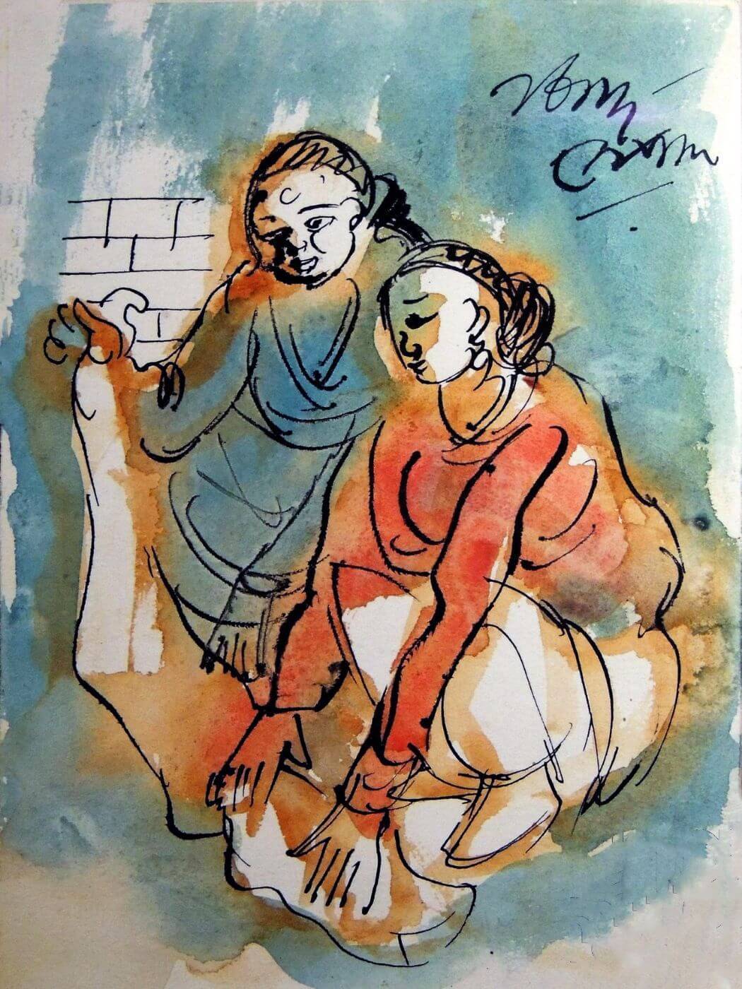 Dhara Nepal - Benode Behari Mukherjee - Bengal School Indian Painting ...