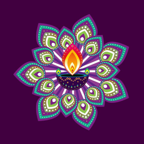 Digital Art - Decorated Diya with the Flame of Diwali - Canvas Prints