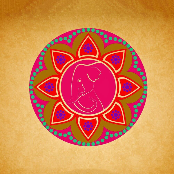 Digital Art - Elephant Rangoli - Canvas Prints