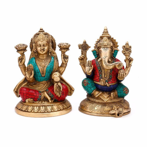 Digital Art - Goddess Lakshmi and Ganesha - Canvas Prints by Hamid Raza