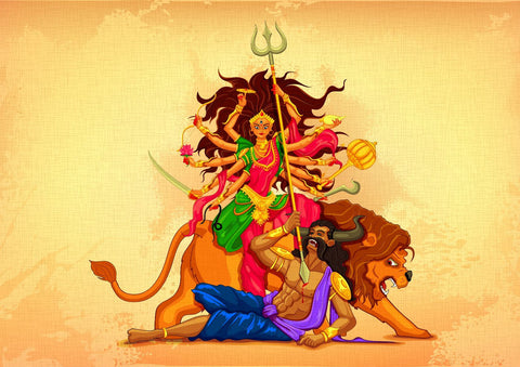 Digital Indian Art - Maa Durga - Large Art Prints by Christopher Noel