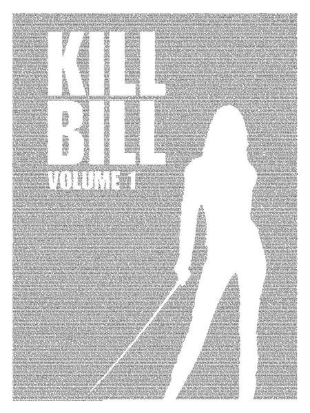 Digital Art - Kill Bill Volume 1 - Entire Screenplay In Background - Hollywood Collection - Framed Prints