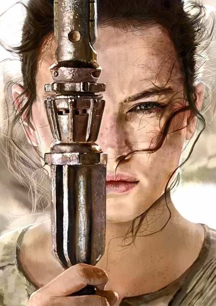 Digital Painting - Rey from Star Wars VII The Force Awakens - Hollywood Collection - Art Prints