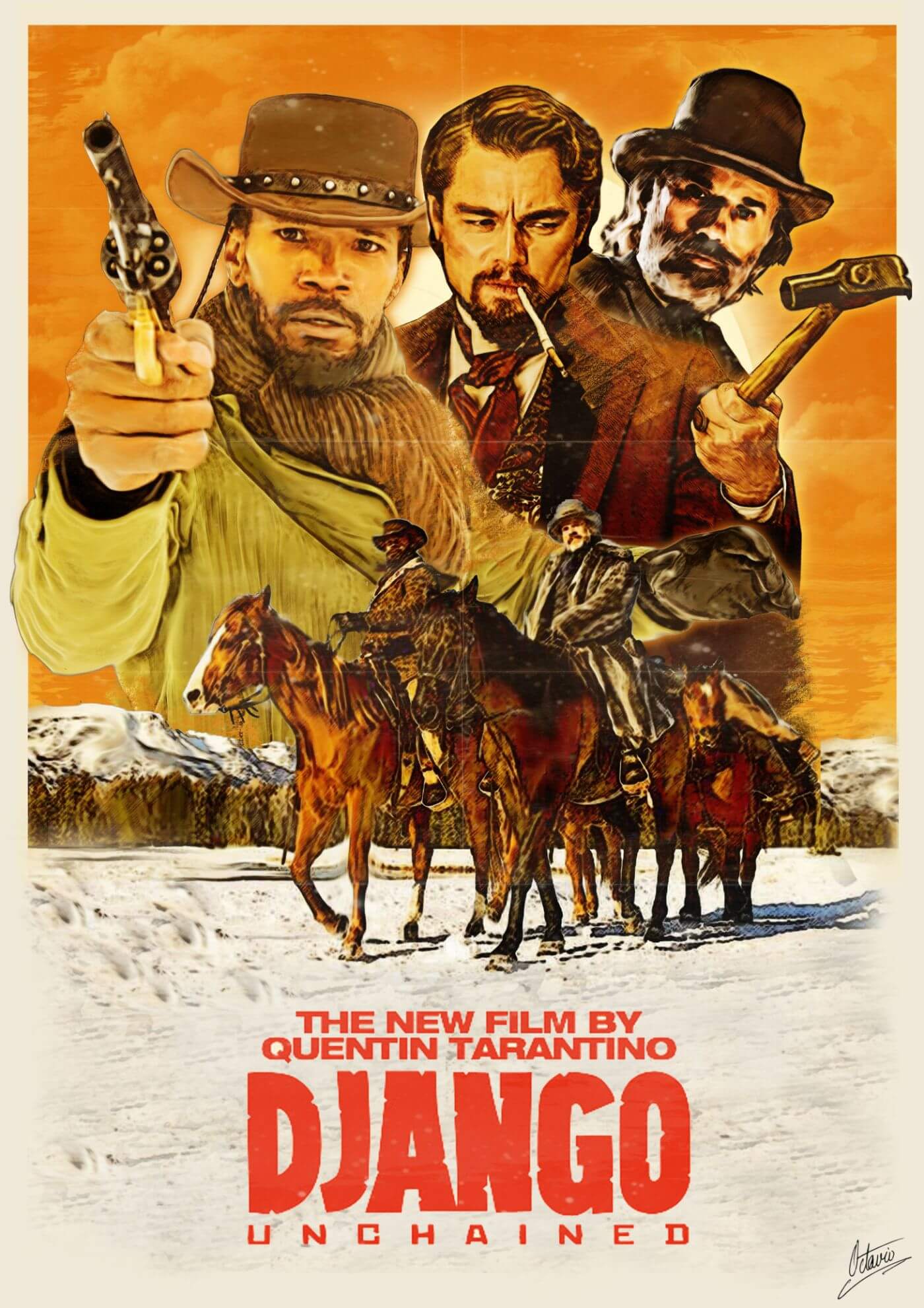 Django Unchained Fan Art Quentin Tarantino Hollywood Movie Poster Collection