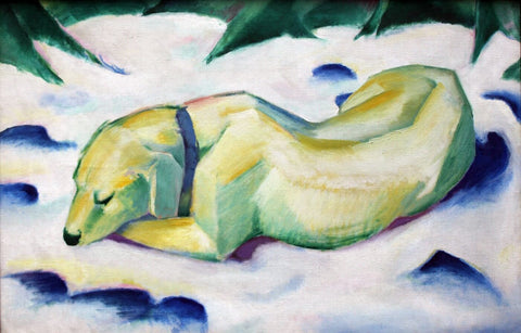 Dog Lying In The Snow - Large Art Prints
