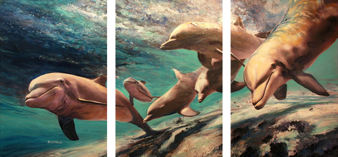 Dolphin Family - Art Panels by Hamid Raza