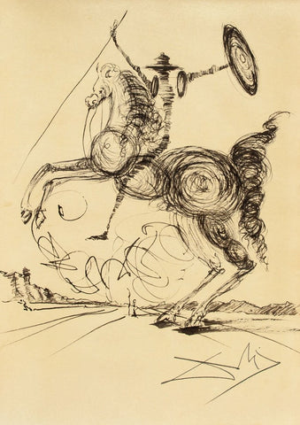 Don Quixote (Ink Sketch) - Salvador Dalí Art Painting - Framed Prints