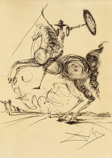 Don Quixote (Ink Sketch) - Salvador Dalí Art Painting - Canvas Prints