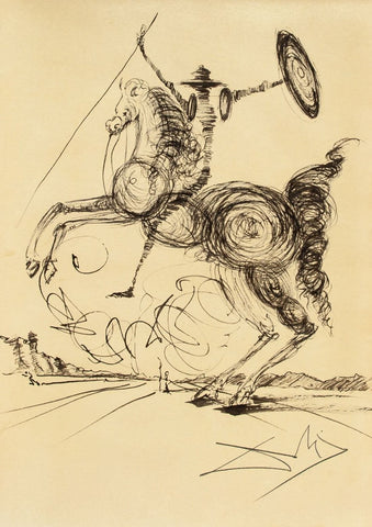Don Quixote (Ink Sketch) - Salvador Dalí Art Painting by Salvador Dali