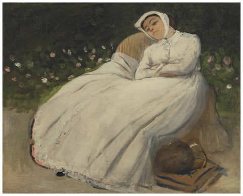 Woman sitting in a garden by Edgar Degas