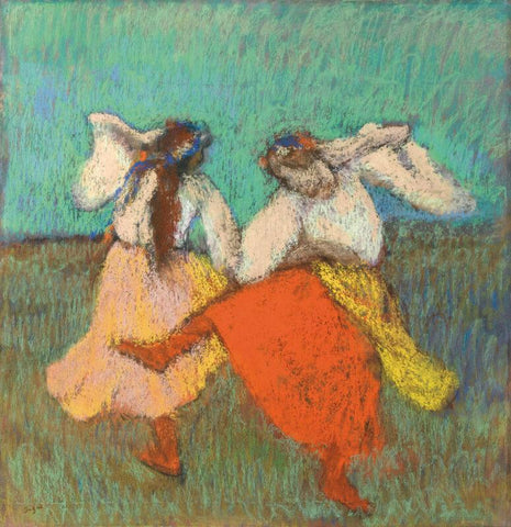 Untitled-(Dancers With The Red And Yellow Skirts) - Large Art Prints by Edgar Degas