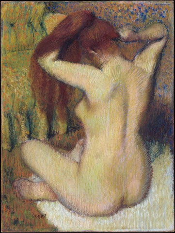 Woman Combing Her Hair - Canvas Prints by Edgar Degas