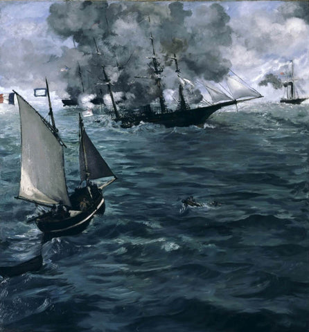 The Battle Of The Kearsarge And The Alabama (La Bataille Du Kearsarge Et De lAlabama) - Edouard Manet - Life Size Posters by Édouard Manet