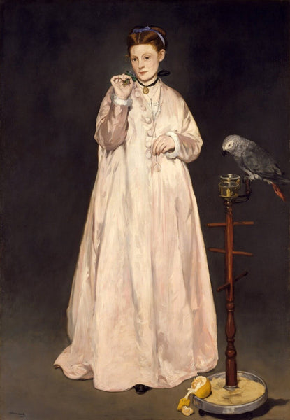 Woman with a Parrot (Femme avec un perroquet) - Edward Manet - Canvas Prints