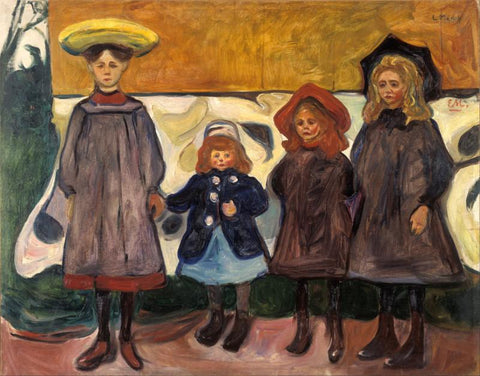 Four Girls In Asgardstrand - Life Size Posters by Edvard Munch