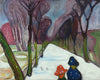 Avenue In The snow by Edvard Munch - Canvas Prints