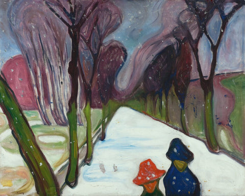 Avenue In The Snow - (Liste der Gemälde von) by Edvard Munch by Edvard Munch