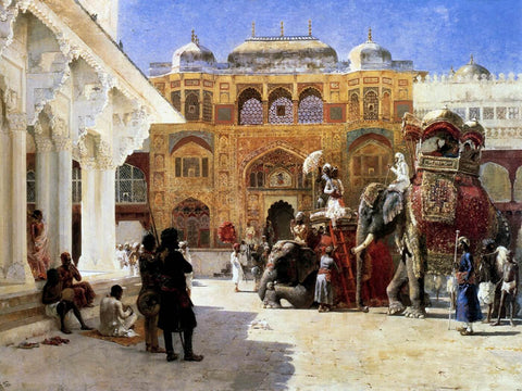 Arrival Of Prince Humbert The Rajah At The Palace Of Amber - Edwin Lord Weeks - Canvas Prints