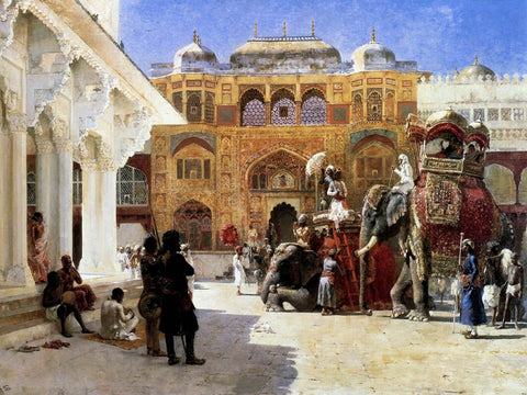 Arrival Of Prince Humbert The Rajah At The Palace Of Amber - Edwin Lord Weeks - Large Art Prints