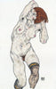 Egon Schiele - Female Nude With Black Stockings 1917 - Canvas Prints
