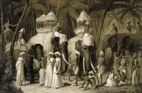 Elephants Of The King Of Tranavcore - Prince Alexis Dmitievich Soltykoff - Indian Scenes – Lithograpic Print – Orientalist Art Painting - Canvas Prints