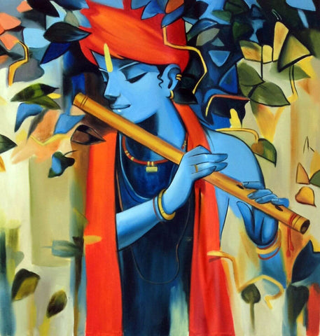 Enchanting Krishna Playing Flute by Tallenge Store