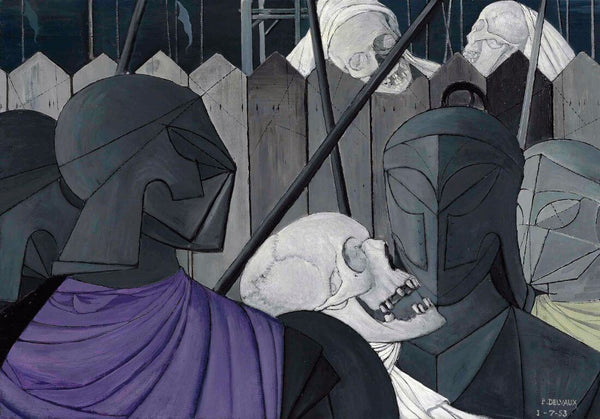 Helmets and Skeletons (Casques et Squelettes) - Paul Delvaux - Surrealist Painter Art - Framed Prints