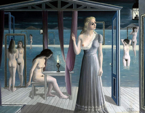 Girls By The Water (Filles au Bord de L’eau) - Paul Delvaux - Surrealist Painter Art by Paul Delvaux