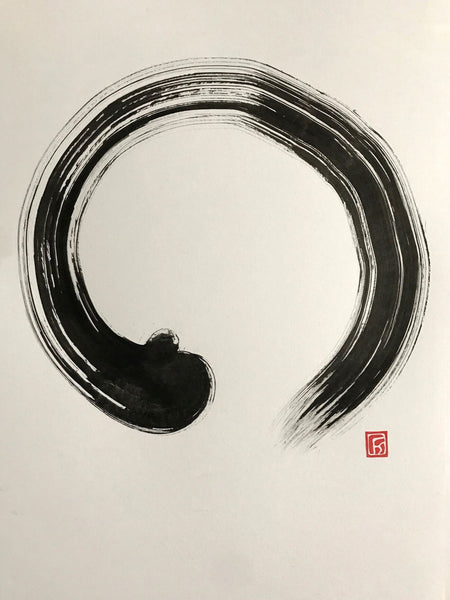 Enso Zen Circle - Japanese Calligraphy Ink Sumi-e Painting - Framed Prints