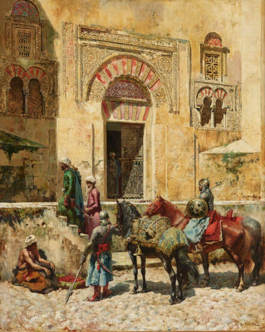 Entering The Mosque - Edwin Lord Weeks - Orientalist Indian Art Painting - Canvas Prints